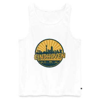 Art vintage de la Skyline de la ville d’Eindhoven - Débardeur bio Premium Homme - blanc - Devant - AI Model Male 178 light (178cm)