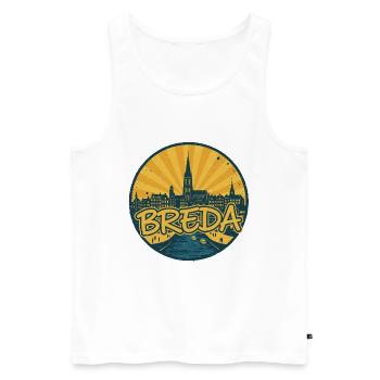 Breda City Skyline Retro Vintage Badge - Men's Premium Organic Tank Top - white - Front - AI Model Male 178 light (178cm)