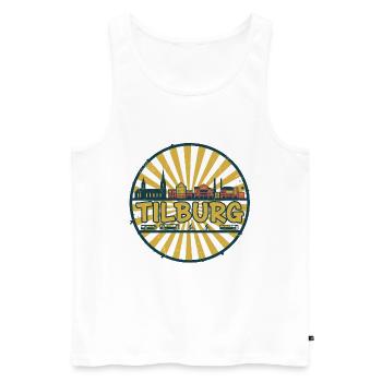 Tilburg City Skyline Retro Sonnenuntergangsabzeichen - Männer Premium Bio Tank Top - Weiß - Vorne - AI Model Male 178 light (178cm)