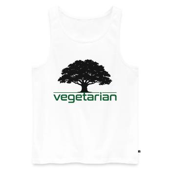 Chêne végétarien – Design nature et durabilité - Débardeur bio Premium Homme - blanc - Devant - Michal (187cm)