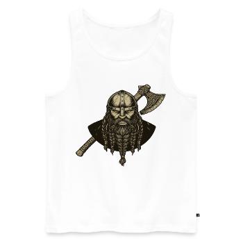 Légende viking viking marin Odin Raven Fighter - Débardeur bio Premium Homme - blanc - Devant - AI Model Male 178 light (178cm)