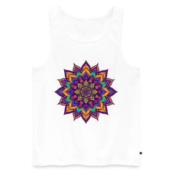 Étoile fleur Psychédélique Colorée du Mandala LSD - Débardeur bio Premium Homme - blanc - Devant - Michal (187cm)