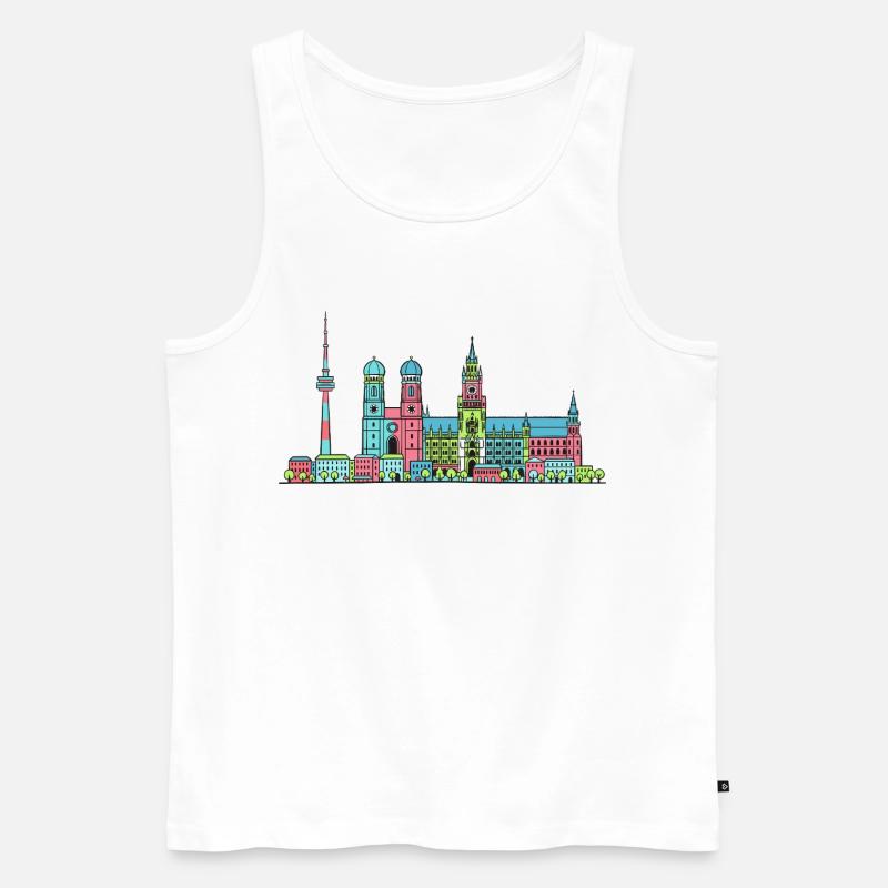 Münchner Stadtskyline Marienplatz Moderne Linienkunst - Männer Premium Bio Tank Top - Weiß