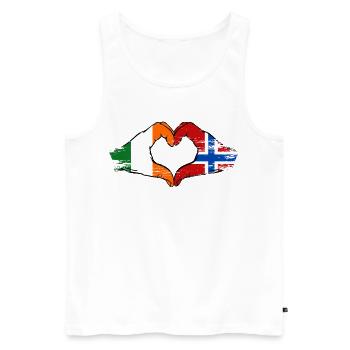 Mains du drapeau de l’Irlande et de la Norvège en forme de cœur utilisées - Débardeur bio Premium Homme - blanc - Devant - Michal (187cm)