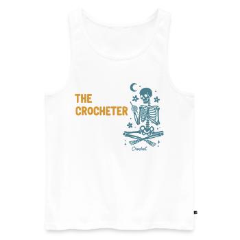 Funny Crochet Lover The Crocheter Skeleton Crochet - Men's Premium Organic Tank Top - white - Front - AI Model Male 178 light (178cm)