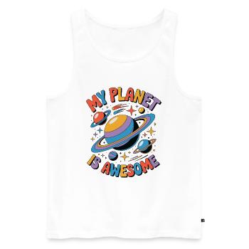My Planet Is Awesome - Männer Premium Bio Tank Top - Weiß - Vorne - AI Model Male 178 light (178cm)