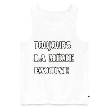 Immer dieselbe Ausrede. - Männer Premium Bio Tank Top - Weiß - Vorne - AI Model Male 178 light (178cm)