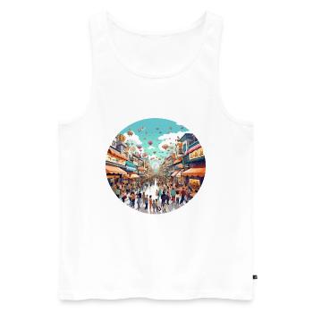 Ballonfest Straßenszene - Männer Premium Bio Tank Top - Weiß - Vorne - AI Model Male 178 light (178cm)