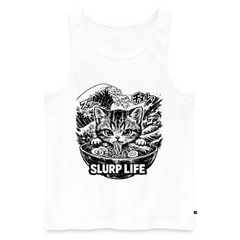 Ramen Nouilles, Amoureux des Chats, Kats Kawaii Rétro - Débardeur bio Premium Homme - blanc - Devant - Michal (187cm)