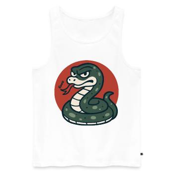 Cartoon Snake in Red Circle - Men's Premium Organic Tank Top - white - Front - AI Model Male 178 light (178cm)