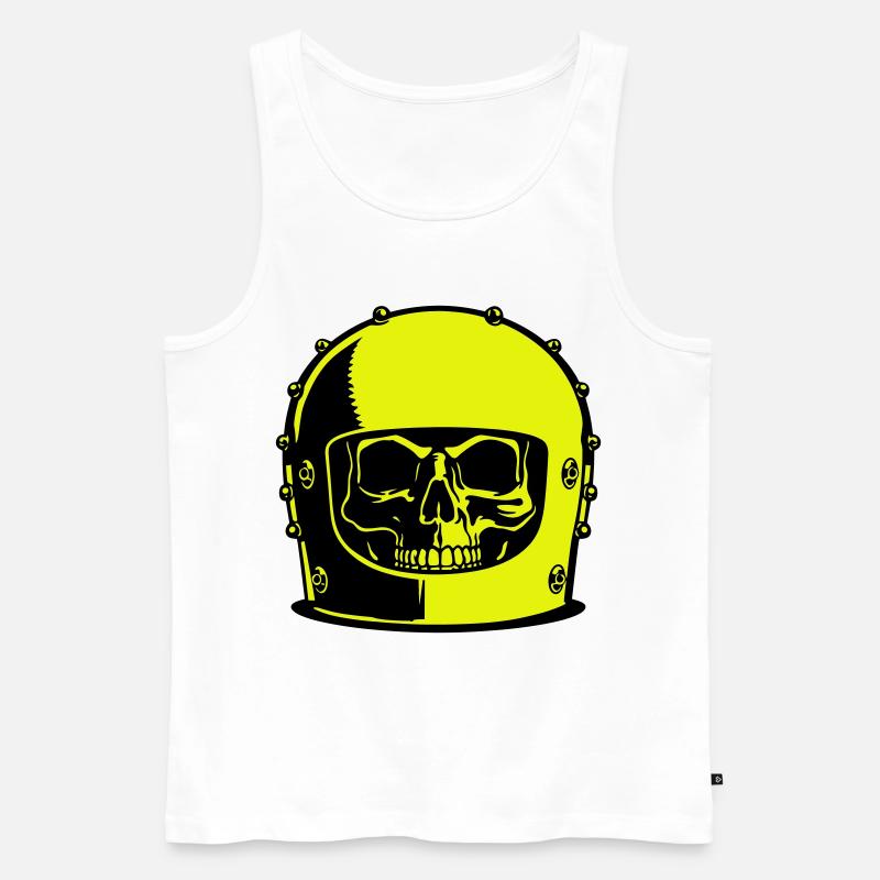 Skull Helm Popart - Männer Premium Bio Tank Top - Weiß