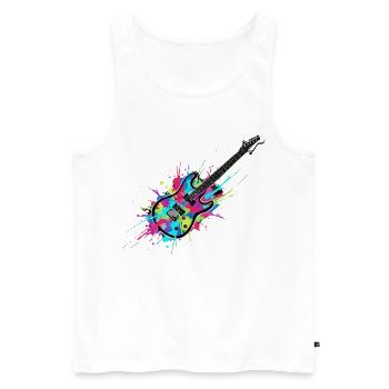 E-Gitarre Bunt Musik Rock Splash - Männer Premium Bio Tank Top - Weiß - Vorne - Michal (187cm)