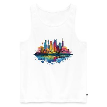 Colorful Skyline Reflection - Men's Premium Organic Tank Top - white - Front - AI Model Male 178 light (178cm)
