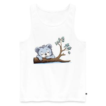 Ours câlin sur la branche - Débardeur bio Premium Homme - blanc - Devant - AI Model Male 178 light (178cm)