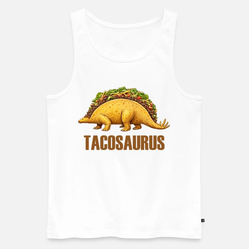 Tacosaurus – Dino trifft Tex-Mex - Männer Premium Bio Tank Top - Weiß