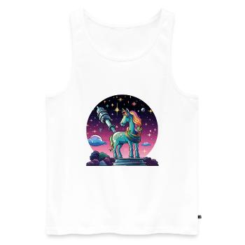 Sternen-Unicorn mit Teleskop - Männer Premium Bio Tank Top - Weiß - Vorne - AI Model Male 178 light (178cm)