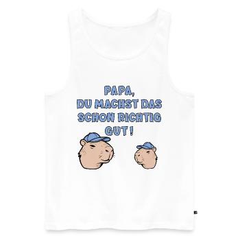 PAPA KIND -VATERTAG CAPYBARA - Männer Premium Bio Tank Top - Weiß - Vorne - Michal (187cm)