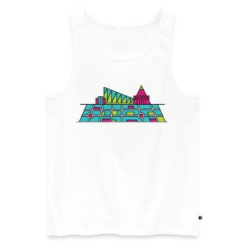 Milton Keynes City Skyline Xscape Moderne Linienzeichnung - Männer Premium Bio Tank Top - Weiß - Vorne - AI Model Male 178 light (178cm)