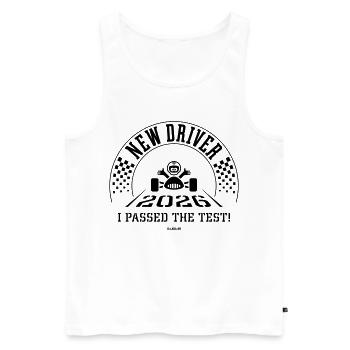 New Driver 2026 – I Passed The Test! (Black) - Men's Premium Organic Tank Top - white - Front - AI Model Male 178 light (178cm)