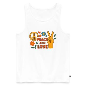 Paix et Amour Floral Rétro - Débardeur bio Premium Homme - blanc - Devant - Michal (187cm)