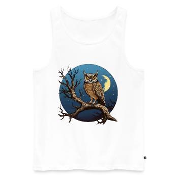 Nachtmond-Eule im Rundkreis - Männer Premium Bio Tank Top - Weiß - Vorne - AI Model Male 178 light (178cm)