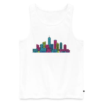 Illustration du pont Erasmus sur la silhouette de la ville de Rotterdam - Débardeur bio Premium Homme - blanc - Devant - AI Model Male 178 light (178cm)