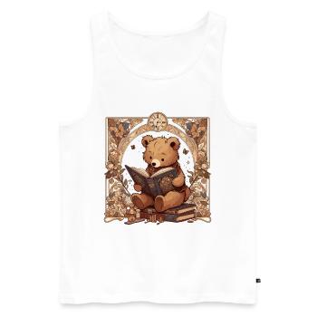 Lesender Bär – Süßes Design für Bücherliebhaber - Männer Premium Bio Tank Top - Weiß - Vorne - Michal (187cm)