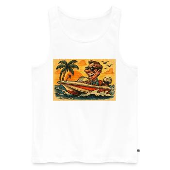Speed Boat - Men's Premium Organic Tank Top - white - Front - Michal (187cm)