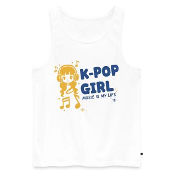 K-Pop Girl Music Is My Life Korean Pop Music Cute - Men's Premium Organic Tank Top - white - Front - AI Model Male 178 light (178cm)