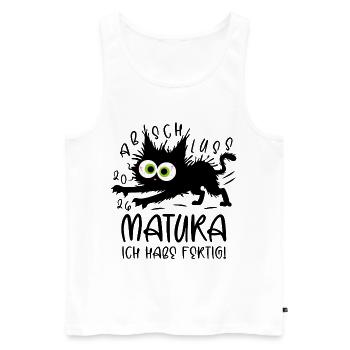 Matura 2026 I'm done cat - Men's Premium Organic Tank Top - white - Front - AI Model Male 178 light (178cm)
