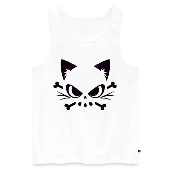 Katzen Totenkopf | Minimal Skull & Bones Motiv - Männer Premium Bio Tank Top - Weiß - Vorne - AI Model Male 178 light (178cm)