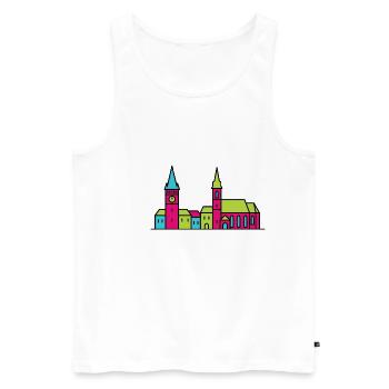 Wels City Skyline Lederer Tower Modern Line Art - Men's Premium Organic Tank Top - white - Front - Michal (187cm)