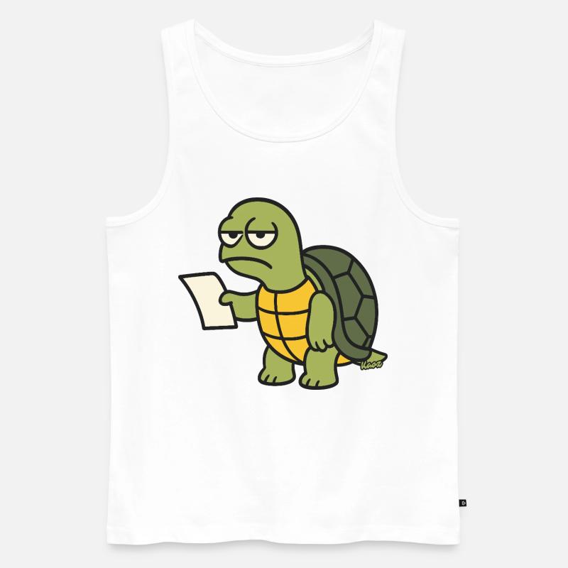 Langsame Schildkröte mit Papier - Männer Premium Bio Tank Top - Weiß