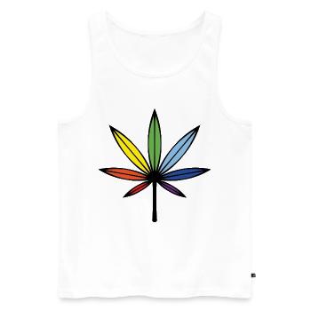 Cannabis / Marihuana / Hanf (Outline / Rainbow) - Männer Premium Bio Tank Top - Weiß - Vorne - AI Model Male 178 light (178cm)