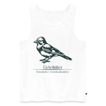 Jay Silhouette | Ornithologie | Dessin - Débardeur bio Premium Homme - blanc - Devant - AI Model Male 178 light (178cm)