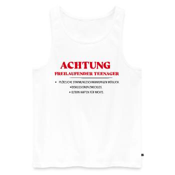 Achtung freilaufender Teenager - Männer Premium Bio Tank Top - Weiß - Vorne - Michal (187cm)