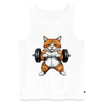 Cat Fitness - Men's Premium Organic Tank Top - white - Front - Michal (187cm)
