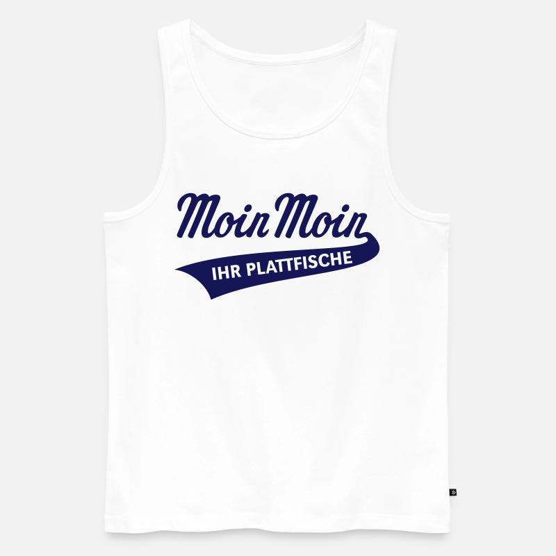 Moin Moin – Ihr Plattfische (Plattdeutsch / Navy) - Männer Premium Bio Tank Top - Weiß