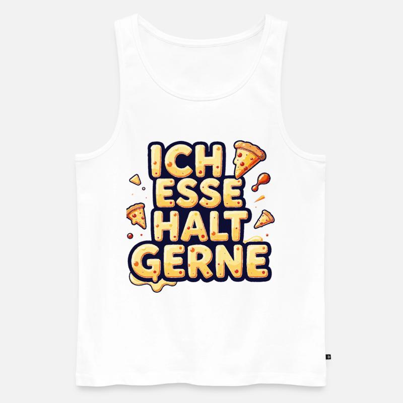 Ich esse halt gerne Pizza - Männer Premium Bio Tank Top - Weiß