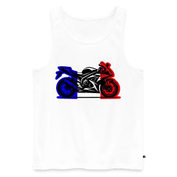 Motorrad Frankreich 2026 - Männer Premium Bio Tank Top - Weiß - Vorne - Michal (187cm)