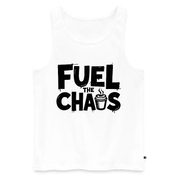 Alimentez le chaos Coffee Dicton pour les rebelles - Débardeur bio Premium Homme - blanc - Devant - Michal (187cm)