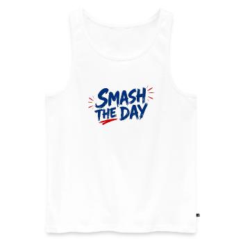 SMASH THE DAY Motivation für Padel und Tennis - Männer Premium Bio Tank Top - Weiß - Vorne - Michal (187cm)
