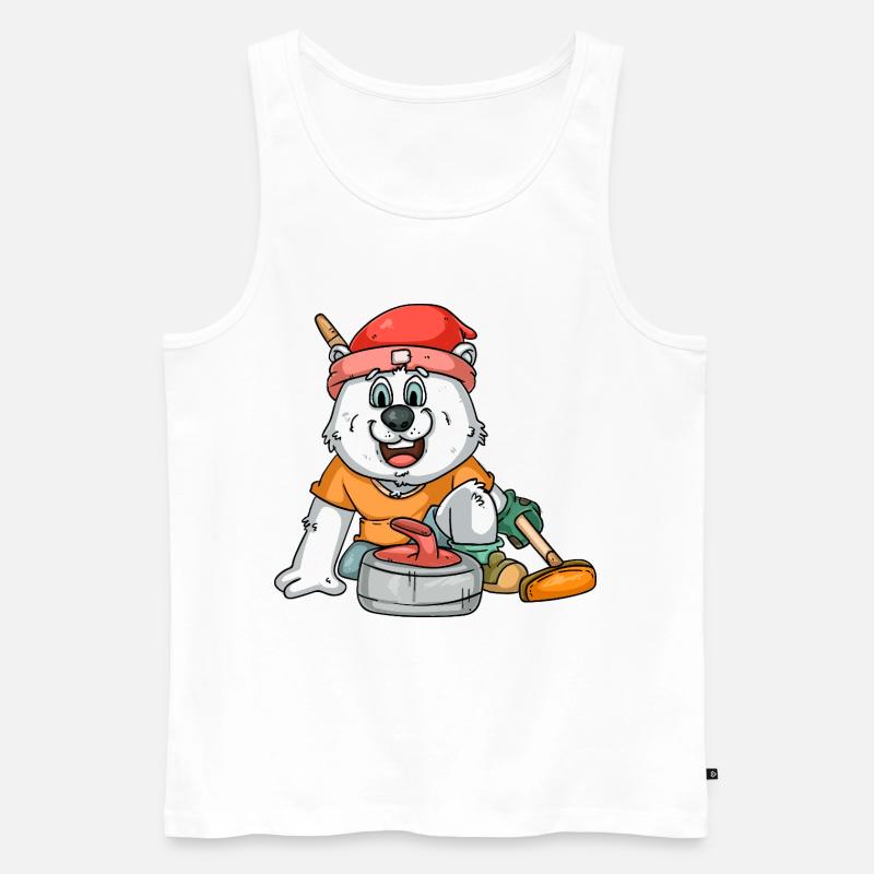 Curlingspieler Eisbär - Männer Premium Bio Tank Top - Weiß