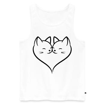 Cat Heart Love Line Art | Cute Romantic Cats Duo - Männer Premium Bio Tank Top - Weiß - Vorne - Michal (187cm)