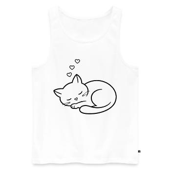 Sleeping Cat with Hearts | Cute Love Line Art - Männer Premium Bio Tank Top - Weiß - Vorne - Michal (187cm)