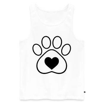 Minimal Paw Print with Heart | Animal Love Line - Men's Premium Organic Tank Top - white - Front - Michal (187cm)