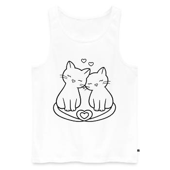 Cute Cat Couple Love | Sweet Romance - Männer Premium Bio Tank Top - Weiß - Vorne - Michal (187cm)