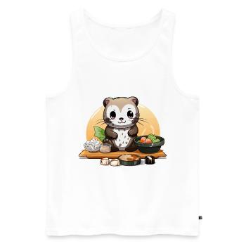 Otter Sushi Fest - Men's Premium Organic Tank Top - white - Front - AI Model Male 178 light (178cm)