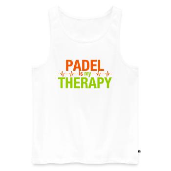 Padel est ma thérapie Heartbeat Sport Statement - Débardeur bio Premium Homme - blanc - Devant - Michal (187cm)