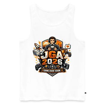JGA 2026 Gamer Game Over Lustig - Männer Premium Bio Tank Top - Weiß - Vorne - AI Model Male 178 light (178cm)